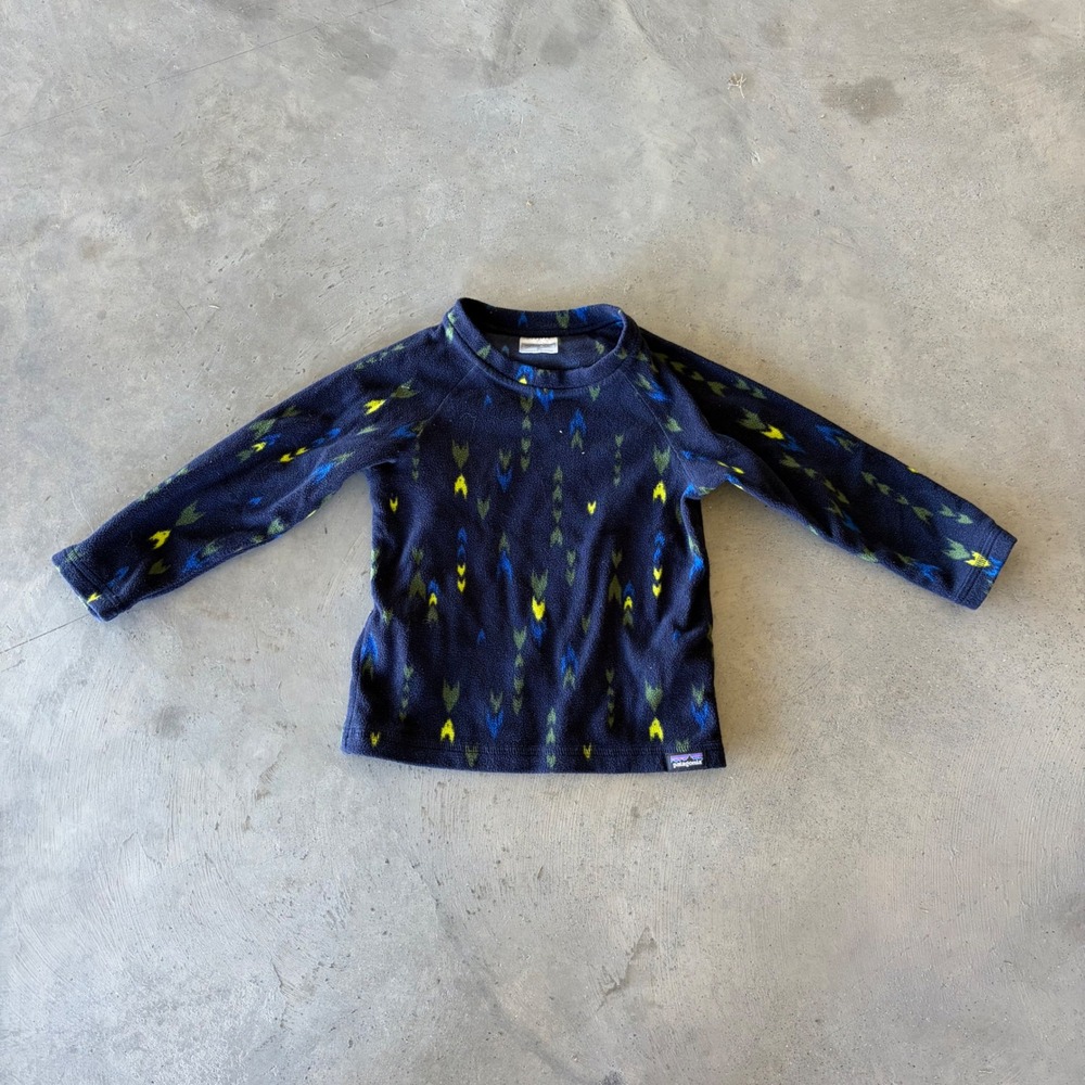 Patagonia Toddler 3T Synchilla Fleece Pullover Navy Blue Geometric Arrow Print